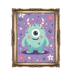 Cute Monster Printable Wall Art for Kids, Nursery Decor, Whimsical Art, Instant Download, Playroom Art, Digital Print, Monster Art