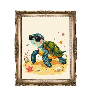 Turtle Printable Wall Art for Kids or Nurseries, Sea Turtle Art Print, Nursery Decor, Animal Art, Kids Room Decor, Beach Theme Art