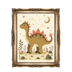 Stegosaurus Printable Wall Art for Kids or Nurseries, Dinosaur Decor, Cute Nursery Art, Digital Download, Boho Nursery Art, Kids Room Decor