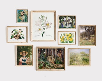 DIGITAL Easter Gallery Wall Set, Set of 9 Vintage Printable Art,  Spring Art, Christian Art, Easter Printables | GS-9-0003