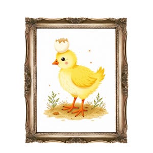 Cute Chick Printable Wall Art for Kids, Nursery Decor, Baby Animal Illustration, Easter Chick Art, Farm Animal Art, Nursery Print