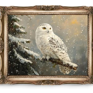 Snowy Owl Digital Download Art, Winter Bird Print, Owl Wall Decor, Wildlife Art, Printable Owl Poster, Home Decor, Bird Lover Gift