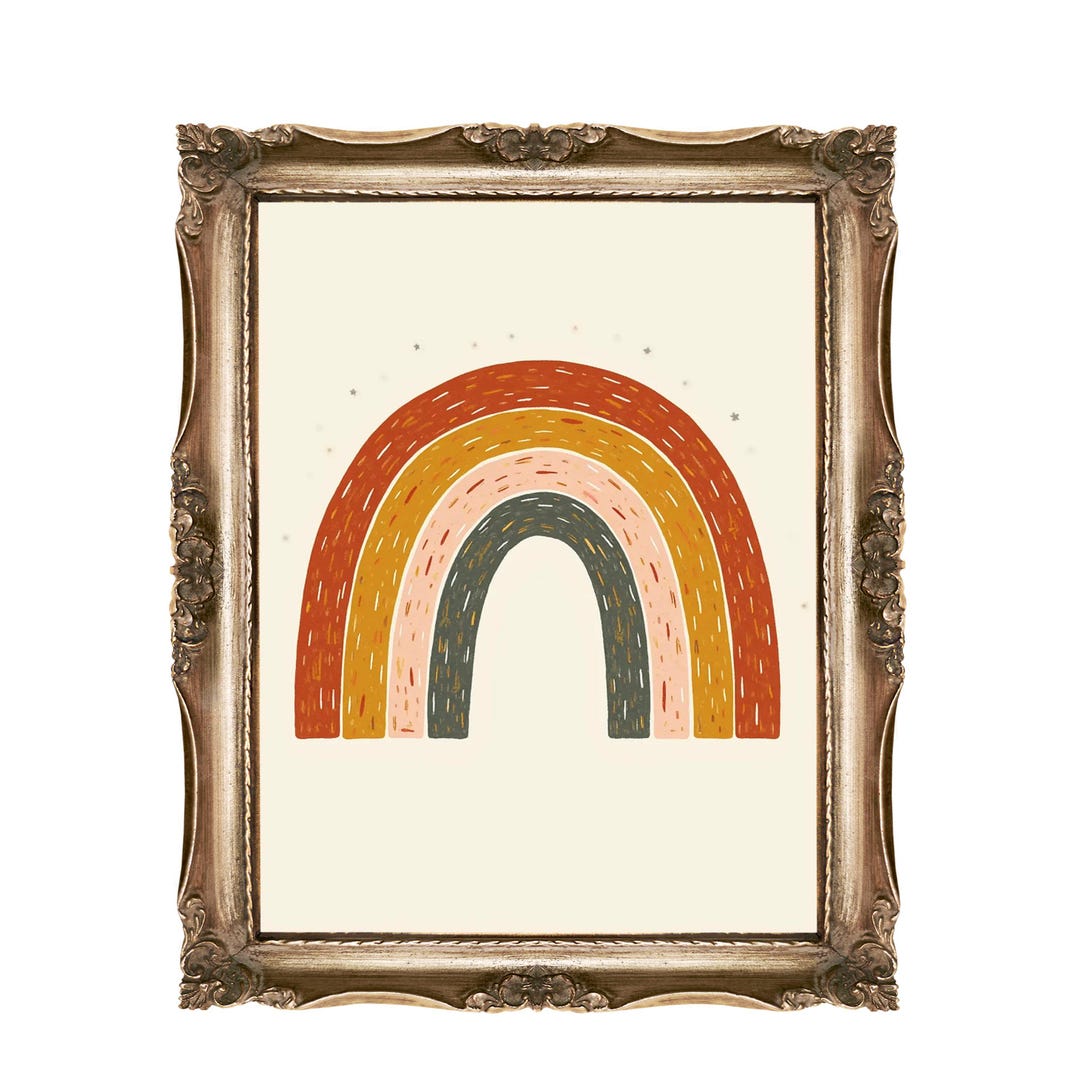 Boho Rainbow Printable Wall Art for Kids Nursery Decor, Modern Rainbow ...