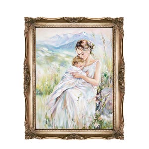 Mother and Child Printable Wall Art, Tender Moment Art, Digital Download Art, Nursery Decor, Motherhood Painting, Home Decor, Gift Idea
