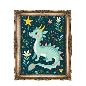 Dragon Printable Wall Art for Kids, Nursery Art Decor, Cute Baby Dragon Art, Fantasy Art Print, Kids Room Decor, Magical Nursery Print