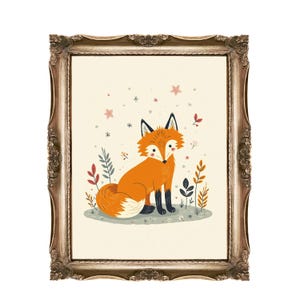 Fox Printable Wall Art for Kids, Nursery Decor, Cute Animal Illustration, Woodland Creature Art, Digital Download, Instant Art