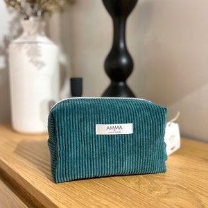 Fir green corduroy toiletry bag