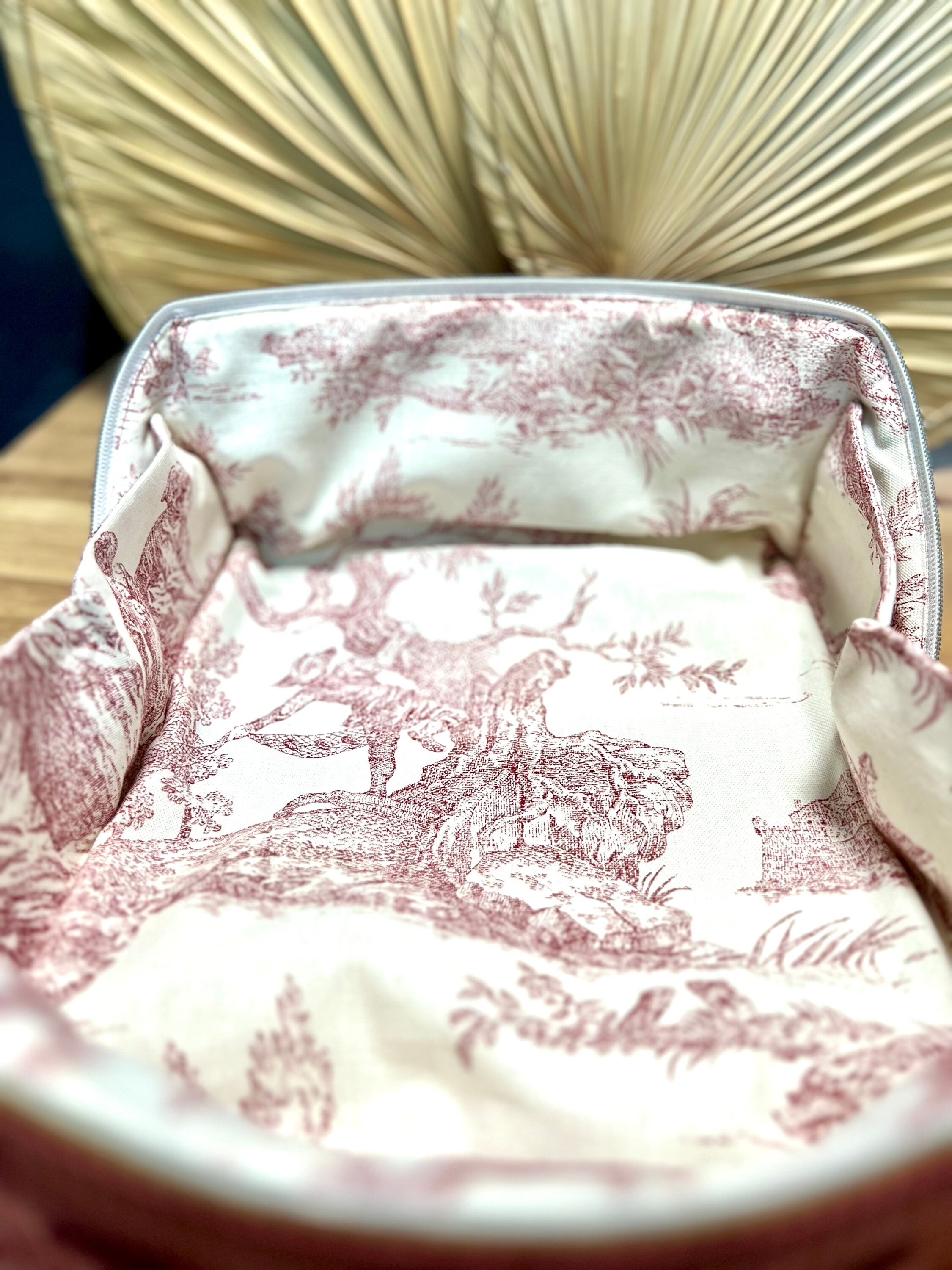 XXL Toiletry Bag in Rose Corduroy and Toile De Jouy Flat Opening Etsy UK