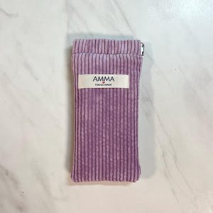 Etui à lunettes velours côtelé lavande
