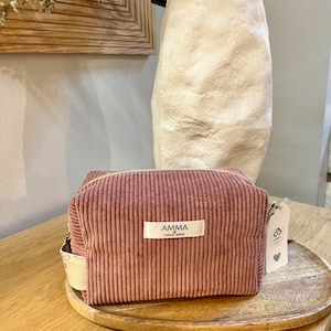 Pink corduroy toiletry bag