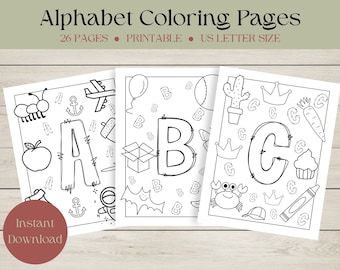 ABC Coloring Pages: 26 Alphabet Doodles (Printable PDF)