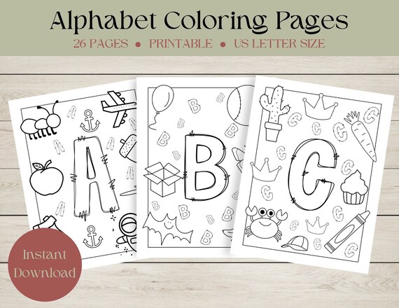 ABC Coloring Pages: 26 Alphabet Doodles (Printable PDF)