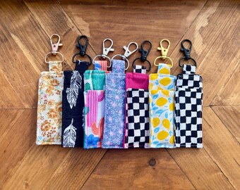 Lip Balm Holder Keychain | Handmade Chapstick Keychain | Keyring Accessory for Purse