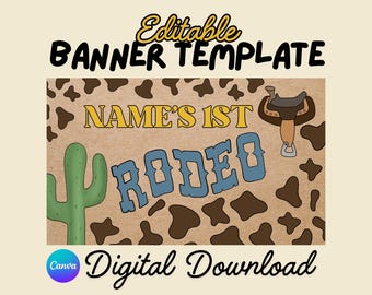 Editable Western Rodeo Banner Template, DIY Instant Download Banner