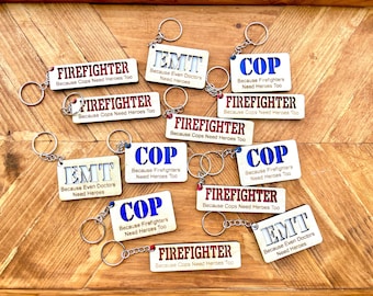 Funny First Responder Keychain: EMT, Firefighter, Police Officer Gift