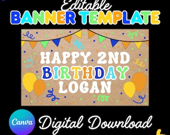 Editable Birthday Banner Template – DIY Custom Party Decor (Instant Download)