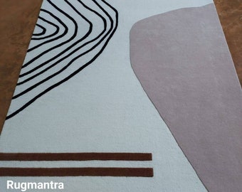 Modern handmade tufted area rug for living room bedroom and office  made by newzealand wool