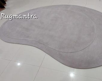 Minimalist 100%wool Solid Modern Abstract kidney shape 6x9,8x10,9×12 tufted Designer contemporary Area Rug for Living Room kitchen  dinning
