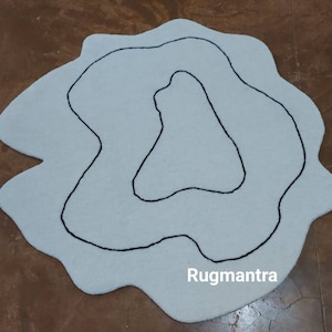 Modern Abstract handmade irregular shape tufted area rug for living room bedroom and office  made by newzealand wool