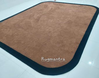 Arches Cut-Pile Brown black color 8x10 9x12 Hand-Tufted 100% Wool Handmade Area Rug Carpet for Home Bedroom Living Room, Dining Room