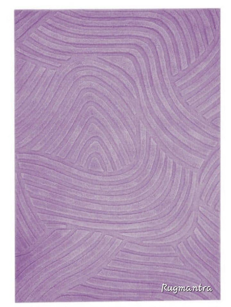 Lavender Rug Pattern Modern Handmade 8x10 Baige/lavender Curve Embossed Cut Tufted Area Rug ...