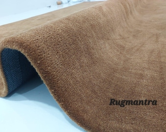 Hand Tufted Rug Solid NK Goden Brown Wool Area Rugs For Livingroom Bedroom Kitchen Nursery Entryway Office  6X9 8X10 9X12 10X14 Custom Rug