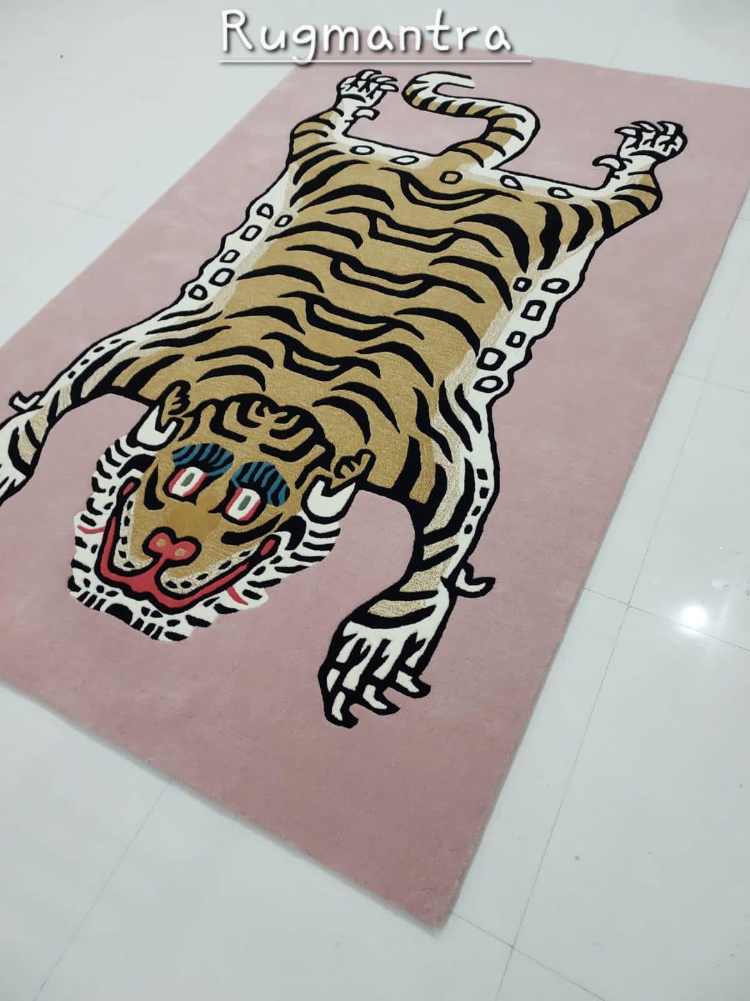 Tiger Shape Rug Premium Quality Handmade Tufted Tibetan Tiger Rug for Living Room ...