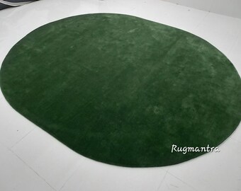 Premium Quality Handmade 8x10 solid Green color woolen tufted Area Rug for Living Room Bedroom contemporary rug Gift for home 6x9 8x10 9x12