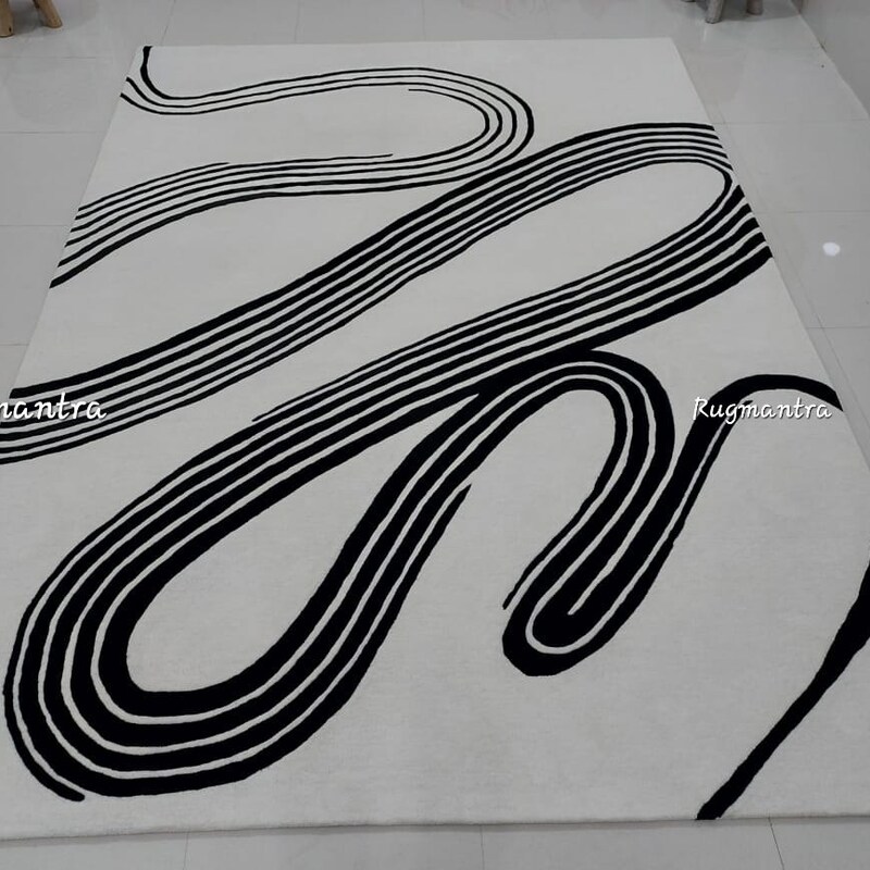 Black and White Living Room Rugs Etsy