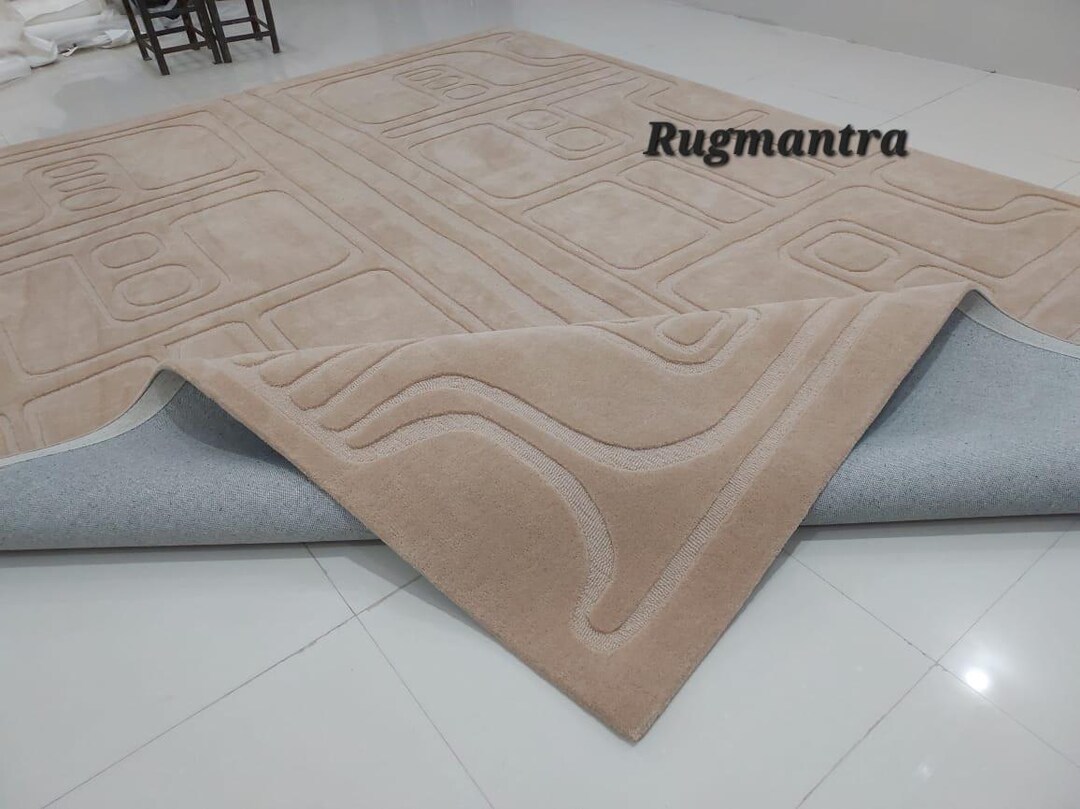 Modern Abstract 8x10 Prenium Loop Cut Camel Baige Handtufted Area Rug ...