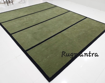 Minimalist Modern Abstract Handmade Designer Sage green terra color cutpile contemporary Tufted Area Rug for Living Room Bedroom,lounge