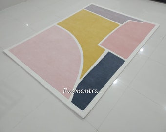 Minimalist Modern Abstract  color woolen Handmade Designer contemporary Tufted Area Rug for Living Room Bedroom6x9 8x10 9x12 10x14