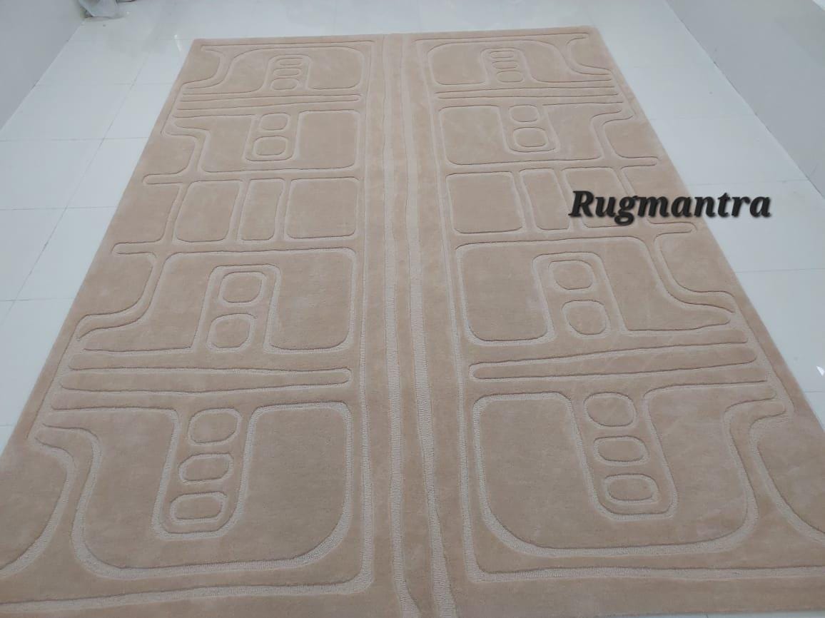 Modern Abstract 8x10 Prenium Loop Cut Camel Baige Handtufted Area Rug ...
