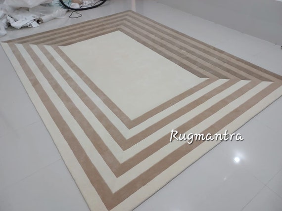 Premium Quality Modern tan/shade Abstract 3D  Handmade woolen Tufted Area Rug for Living Room Bedroom contemporary rug 5x8 6x9 8x10 9x12
