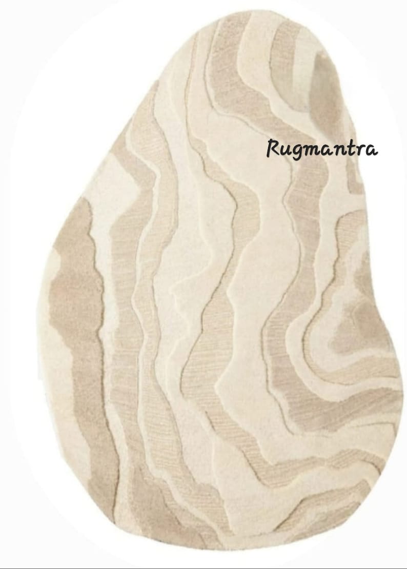 Pink/beige Color Irregular 9x12 100 Wool Rug Modern Abstract Handmade