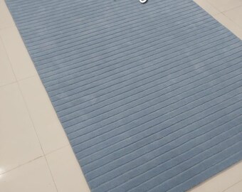Modern handmade Minimalist Mustard stripes embossed tufted area rug for living room bedroom and office made by newzealand wool 5x8 6x9 7x10