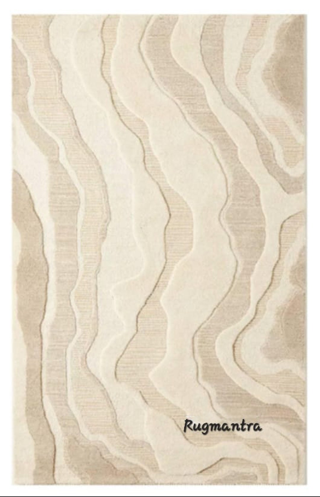 Ivory Beige And Pink 100 wool Rug Minimalist Modern Abstract Handmade Ivory beige and pink 100 wool rug minimalist modern abstract handmade