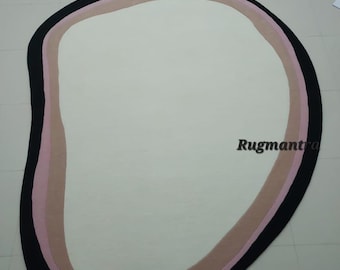 Minimalist Modern Abstract 8x10 Irregular Shape Woolen Hand Tufted Designer Area Rug for Living Room Bedroom Office 5x8 6x9 8x10 9x12 10x14