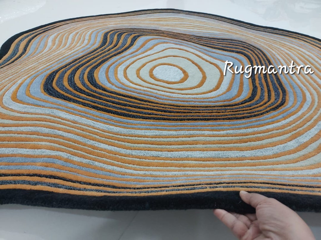 Brown Area Rug Modern Abstract 10x10 Rusty Brown Irregular Root Shape ...