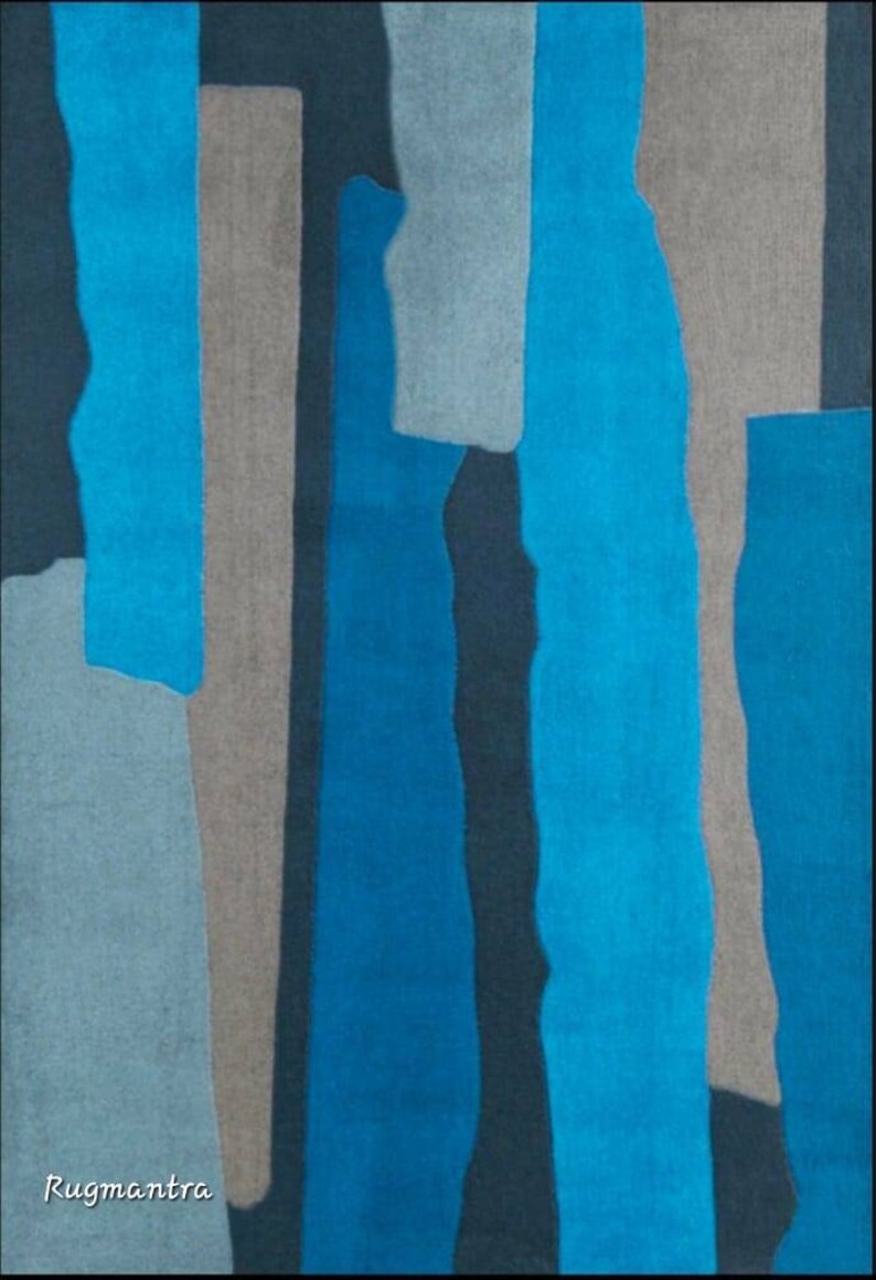 Minimalist Modern Abstract Handmade Designer Contemporary Tufted Area