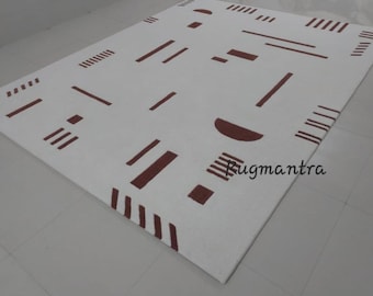 Minimalist Modern Abstract ivory tan color woolen Handmade Designer contemporary Tufted Area Rug for Living Room Bedroom6x9 8x10 9x12 10x14