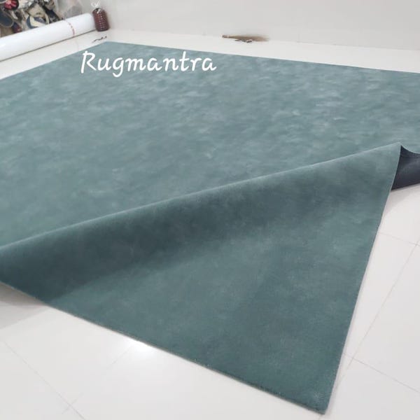 Hand Tufted Rug Solid pale green color Wool Area Rug For Livingroom Bedroom Kitchen Nursery Entryway Office 5X8 6X9 8X10 9X12 10X14 Custom R