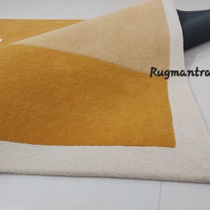 Arches Cut-pile Mustard Color 8x10 9x12 Hand-tufted 100% Wool Handmade ...