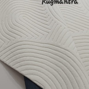 Arches, Loop & Cut-Pile ivory Hand-Tufted 100% Wool Handmade Area Rug Carpet for Home, Bedroom, Living Room, Dining Room, Kitchen