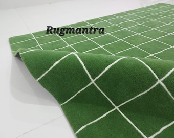 Minimalist Green Modern Abstract stripes Handmade Designer contemporary Tufted Area Rug for Living Room Bedroom 5x8 6x9 8x10 9x12 10x14