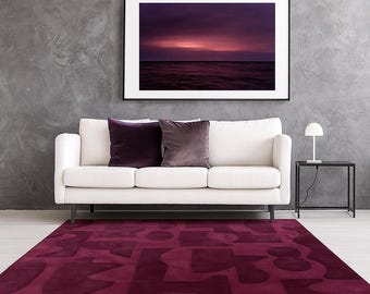 Modern Abstract prenium cutpile high low Maroon  handtufted area rug for living room bedroom and office made by newzealand wool 5x7 5x8 7x10