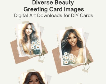Diverse Beauty Greeting Card Images - Digital Art Downloads for DIY Cards