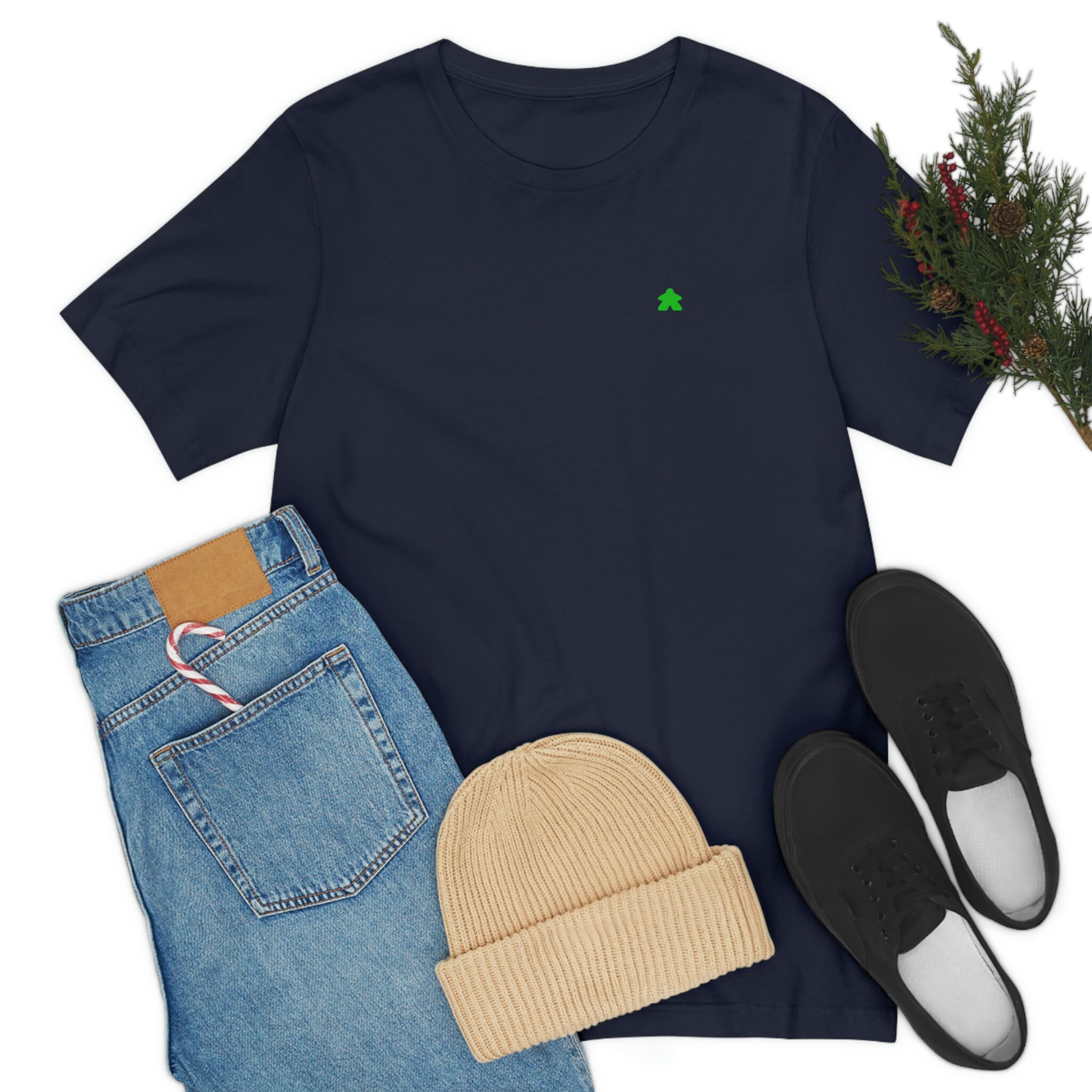 T-shirt minimalista Meeple verde