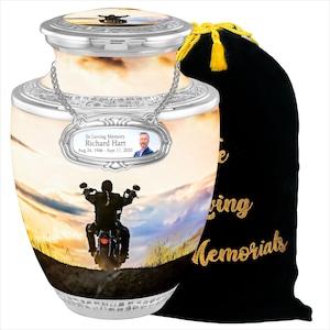 Personalized Biker Biking Riding Urns For Human Ashes, Urns For Human Ashes Full Size, Photo Urns, Cremation Urns For Ashes, Adult Urn Male