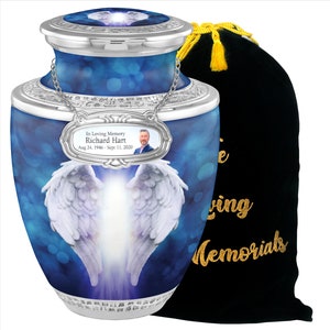 Personalized Angel Wings Urns For Human Ashes, Urns For Human Ashes Full Size, Photo Urns, Cremation Urns For Ashes, Adult Urn Male Female